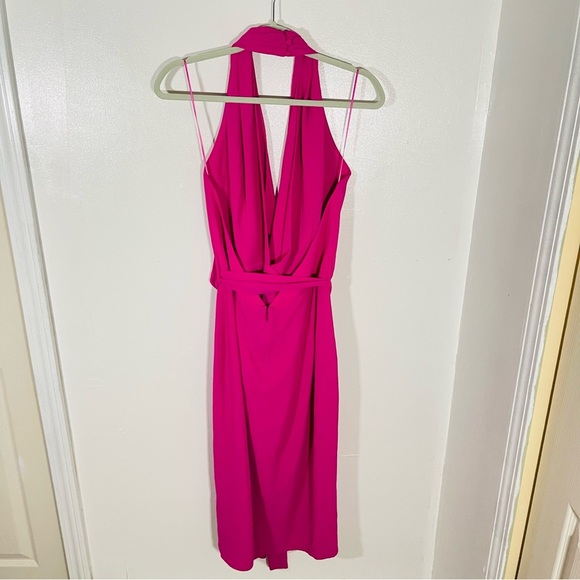 NWT Misha Collection Lorena Halter Midi Dress Fuchsia Pink Resortwear Vacation - Picture 5 of 8